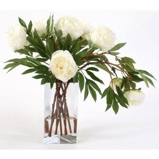 DDI 15880A Waterlook Large White Silk Peonies in a Tall