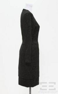 Carolina Herrera Black Burnout Snakeprint Long Sleeve Dress Size 6