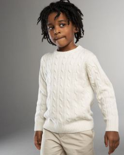 Papo dAnjo Cashmere Cable Knit Sweater, Off White   