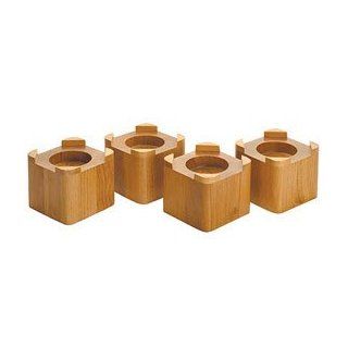 Stacking Wood Bed Risers Natural Set of 4