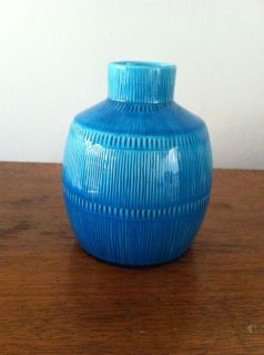 Hertha Bengtson Rorstrand Mid Century Modern Vase in Glossy Turquois