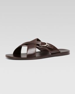 N1XTH Gucci Karel Leather Crisscross Slide Sandal