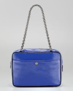 Eric Javits Carly Patent Shoulder Bag, Royal/Black   Neiman Marcus