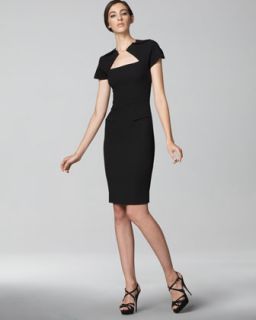 Roland Mouret Herbert Stretch Crepe Dress, Black   Neiman Marcus