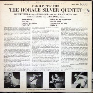 Horace Silver Finger Poppin LP Blue Note BLP 4008 US 1959 w 63rd RVG