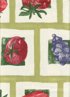 Fruit Vegetables Vinyl Tablecloth Peppers Tomato Strawberry Grapes