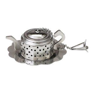 Teapot Tea Infuser w/ Caddy, Chrome