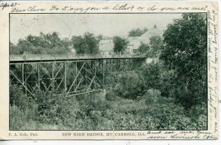Mount Carroll Illinois High Bridge Vintage Postcard MT