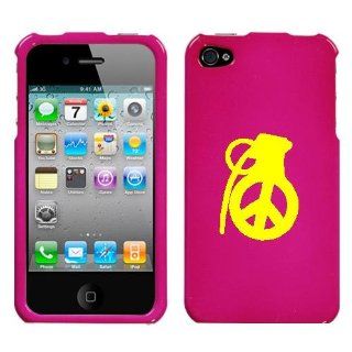 APPLE IPHONE 4 4G YELLOW PEACE GRENADE ON A PINK HARD CASE
