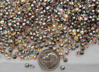 14ss Crystal AB Faceted Vintage Rhinestone lot 144 pc Preciosa Pointed