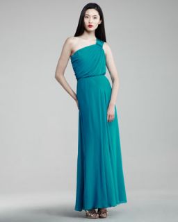 T4MPW Aidan Mattox One Shoulder Cinched Gown