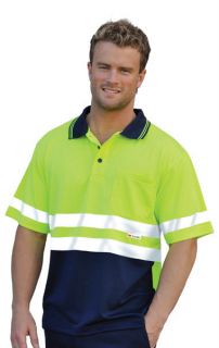 Mens High Visibility Short Sleeve Polo Work Shirts Safety Shirts with