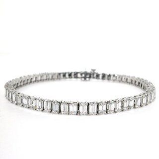 20ct Emerald Cut Diamond Tennis Bracelet F G/VS Quality: Jewelry