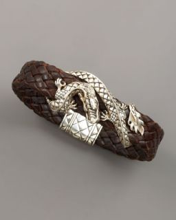 N1EMY John Hardy Woven Leather Dragon Bracelet, Brown