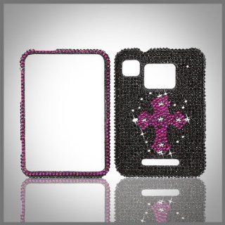 Pink Cross on Black Cristalina crystal bling case cover