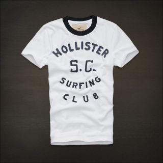 NWT MENS HoLLisTer by Abercrombie WHITE DIVERS COVE 3D Graphic MUSCLE