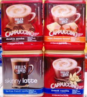 Hills Bros Instant Cappuccino Coffee Latte Drink Mix 8 Flavor Choices