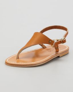 Leather Flat Heel Thong Sandal  