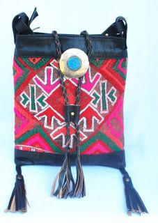 Moroccan Berber Tribe Hippy Bag Purse Leather Black Camel Espresso