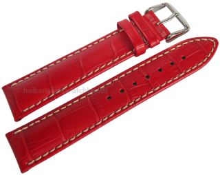 18mm Hirsch Modena Red Alligator Grain Chrono Leather Mens Watch Band