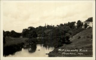 Houlton Me Meduxnekeag River Real Photo Postcard