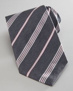 M044D Armani Collezioni Textured Striped Tie, Gray