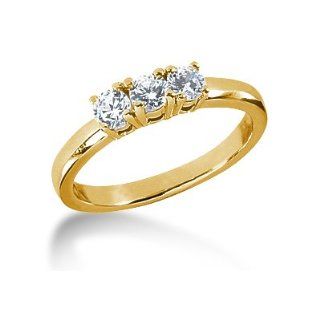 35CTW Classic Round Three Stone Ring in 14k Yellow Gold Jewelry