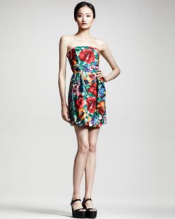 Dolce & Gabbana Floral Print Strapless Dress   Neiman Marcus