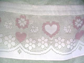 Vintage Louis Hornick 1988 Lace White Pink Valance Curtian