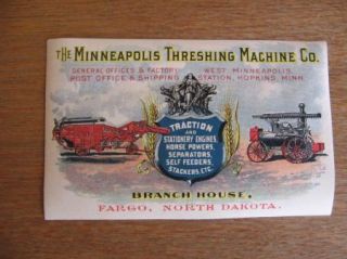 Minneapolis Threshing Machine Co Branch Post Office Stamp Sticker