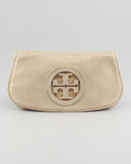  available in chocolate $ 375 00 tory burch glitter logo clutch