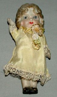  Antique Bisque Joined Arms Japanese Doll With Hand Made Clothes Lot 9