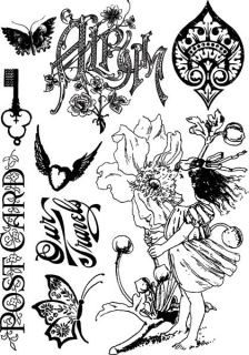 Cling mount rubber stamp set in coordinating Nature Garden imagery.
