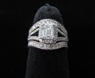 Estate Beaudry Platinum 1 1 Ct Diamond D VS1 Engagement Ring Emerald