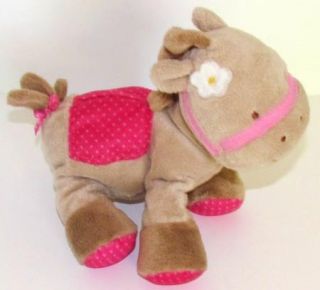 Carters Just One Year Hot Pink Tan Pony Horse Baby Toy Plush Stuffed