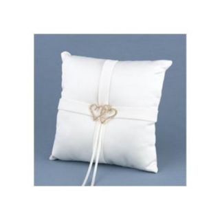 NEW Ivory Satin & Heart Rhinestone Ring Bearer Pillow With all of my