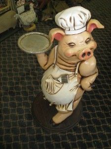 Vintage Large  3 5 ft Pig Chef Tray Sculpture Culinary Restaurant