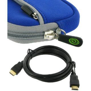 rooCASE Neoprene Sleeve (Dark Blue) Case and Mini HDMI to