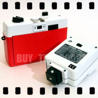HOLGA 135 BC red white w/ 15B colour flash 135BC Camera set LOMO 35mm