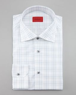 plaid poplin dress shirt pale gray $ 450