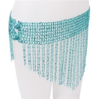 Bead Belly Dance Dancing Hip Scarf Costume Peacock Blue