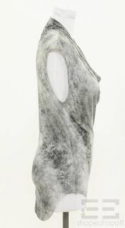 Helmut Lang Grey Printed Cowl Neck Top Size S