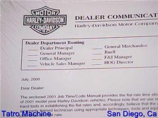  Harley Manual Job Time Code 2001 01 Rate Chargeable Work Hours