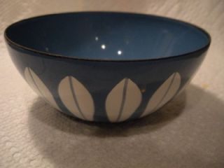 MID CENTURY CATHERINE HOLM Small 4 Turquoise Lotus Enamel Bowl