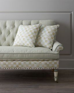 H6PXG MacKenzie Childs Parchment Check Underpinnings Loveseat