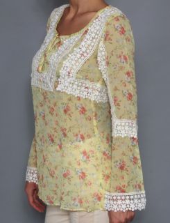 Womens Sundance Clothing Silk Flora Tunic Top Blouse s M L XL