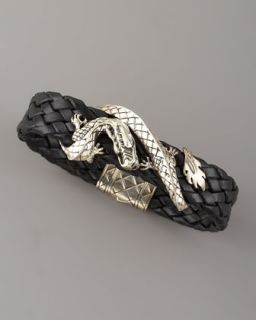 N1FQY John Hardy Woven Leather Dragon Bracelet, Black