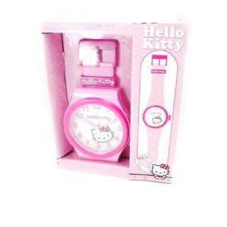 Wall clock wrist watch Hello Kitty pink.