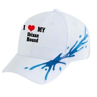 I Love/Heart Ibizan Hound White Splash Hat / Baseball Cap