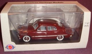 American Heritage 1 43 Scale Die Cast 1950 Ford 4 Door Sedan Maroon